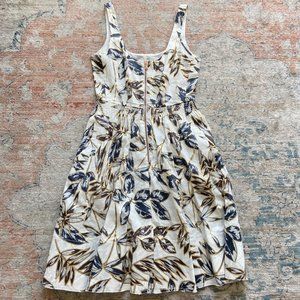 J.Crew Linen Flower Metallic Print Sleeveless Dress Size 2